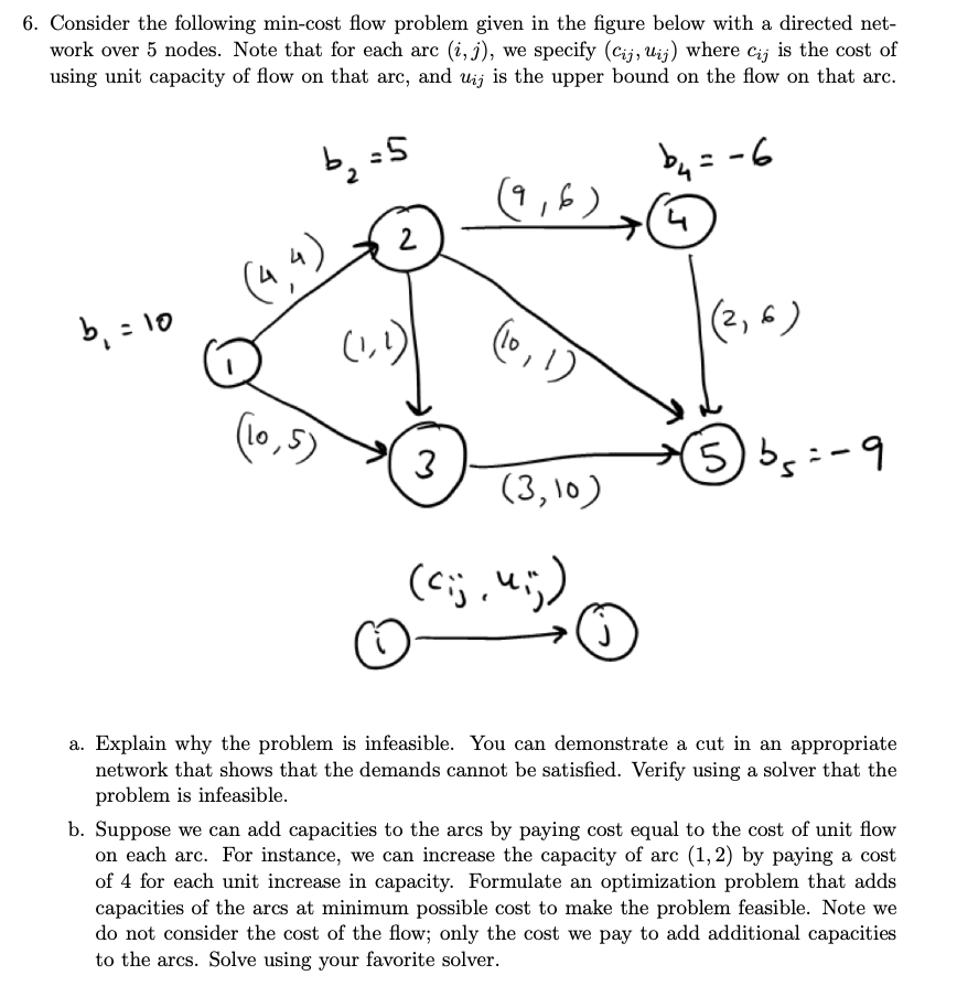 6 . Consider the following min - cost flow