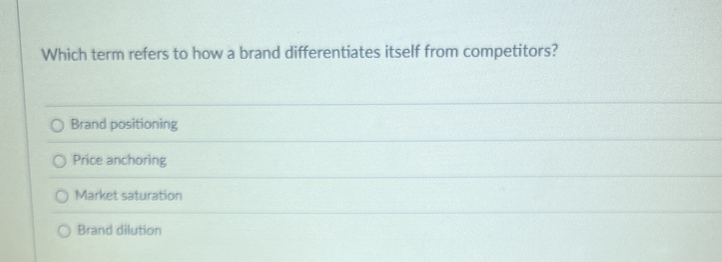 Which term refers to how a brand differentiates