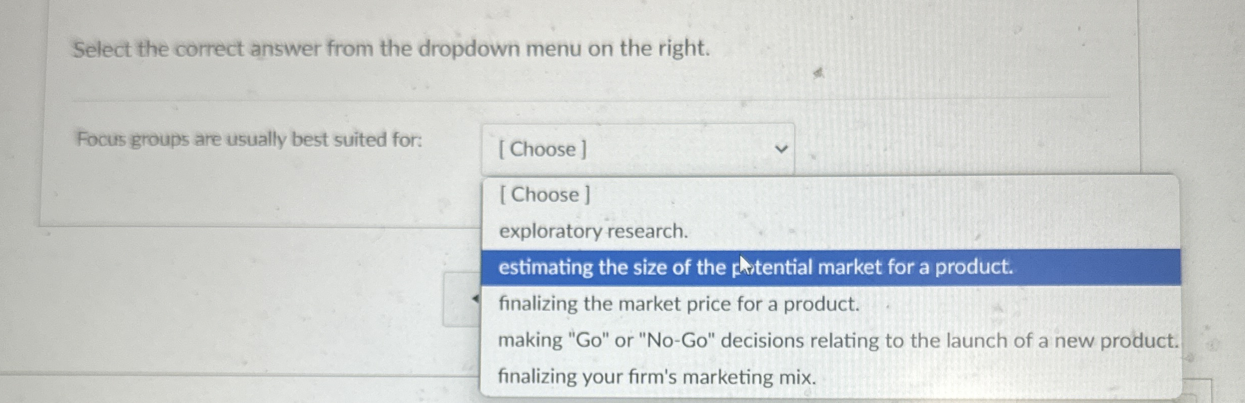 Select the correct answer from the dropdown menu