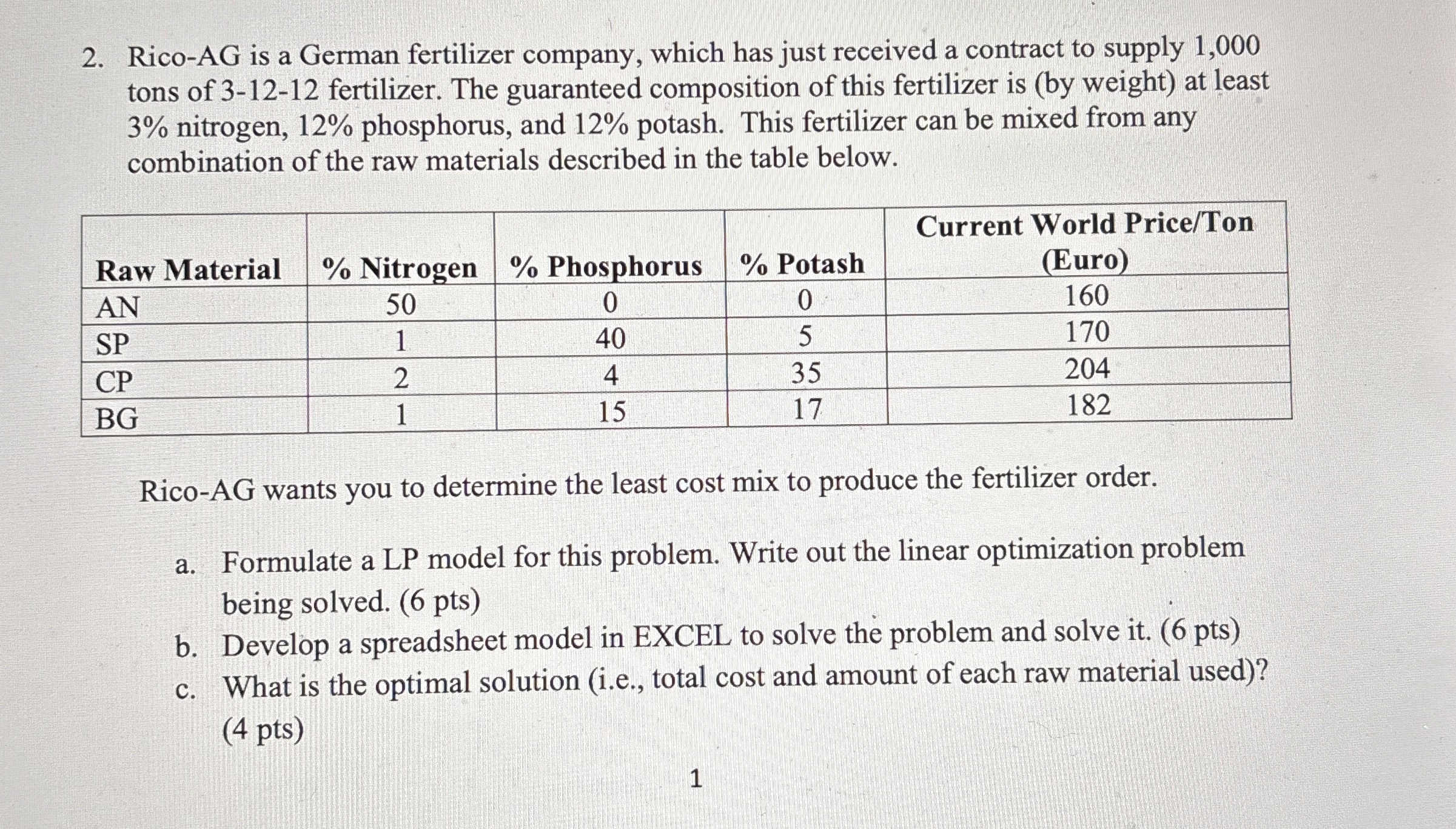 I need help with the excel portion mostly and