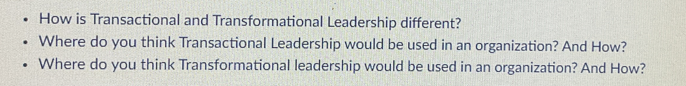 How is Transactional and Transformational