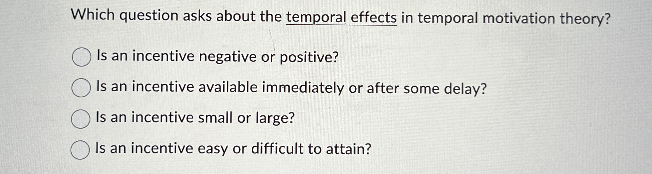 Which question asks about the temporal effects in