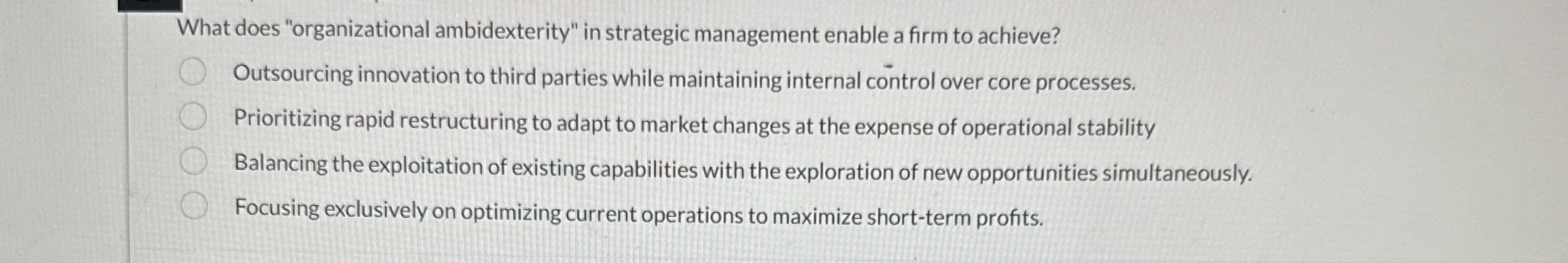 What does "organizational ambidexterity" in