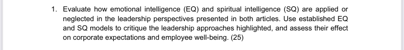 Evaluate how emotional intelligence ( EQ ) and