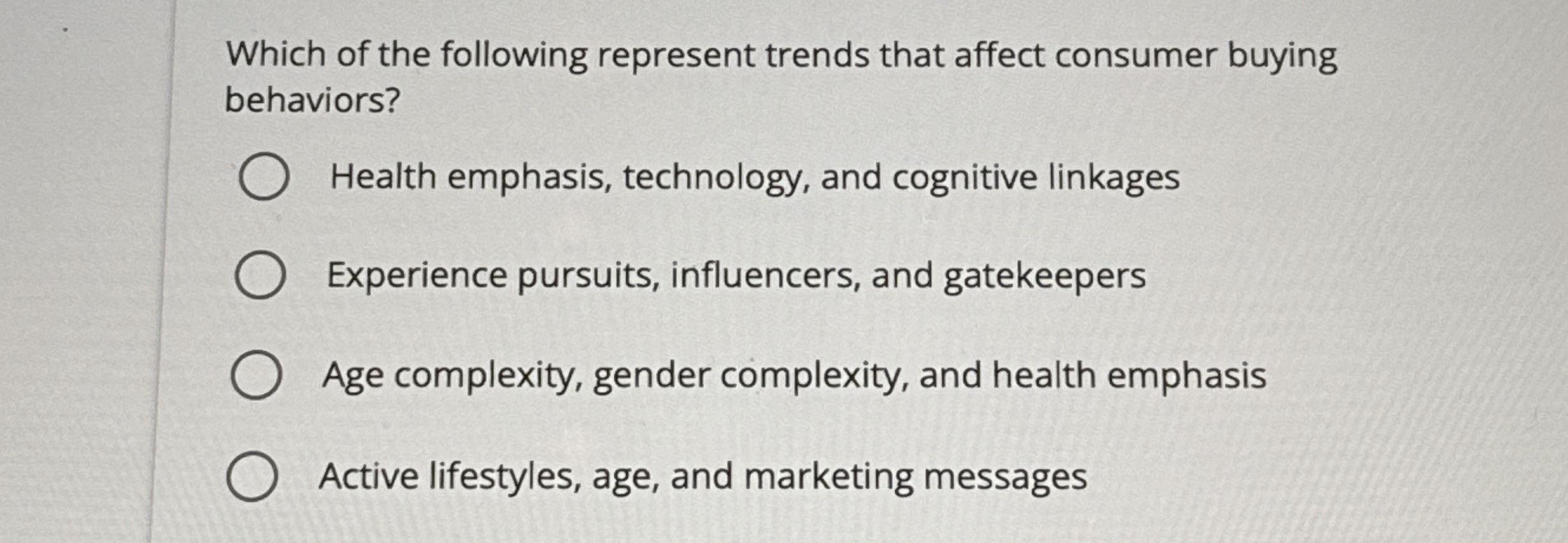 Which of the following represent trends that