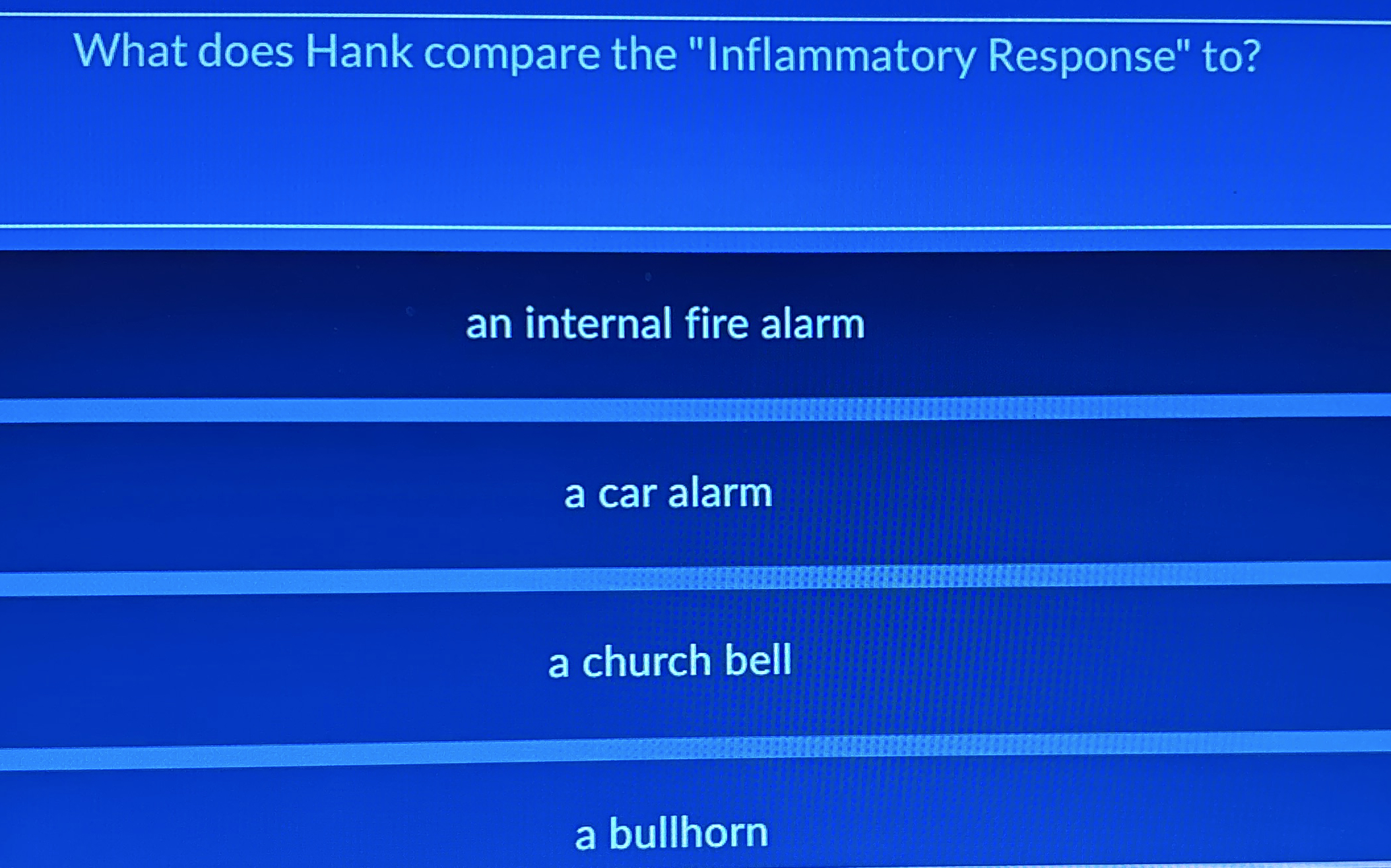 What does Hank compare the "Inflammatory