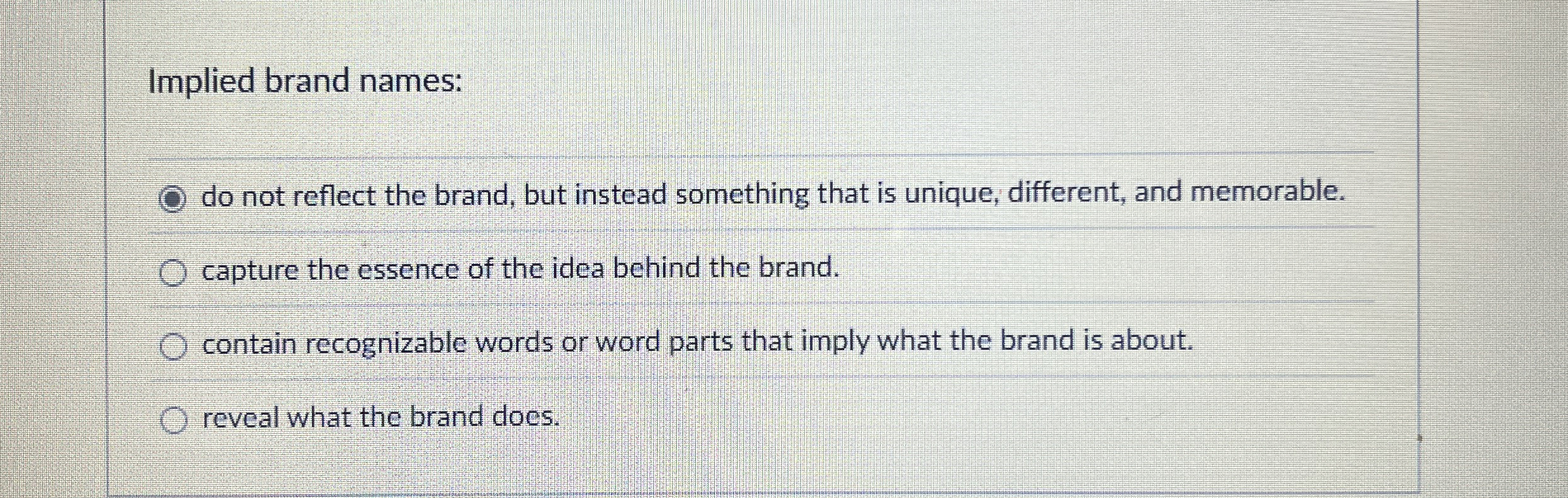 Implied brand names: do not reflect the brand,
