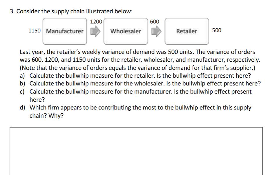 3 . Consider the supply chain illustrated below: