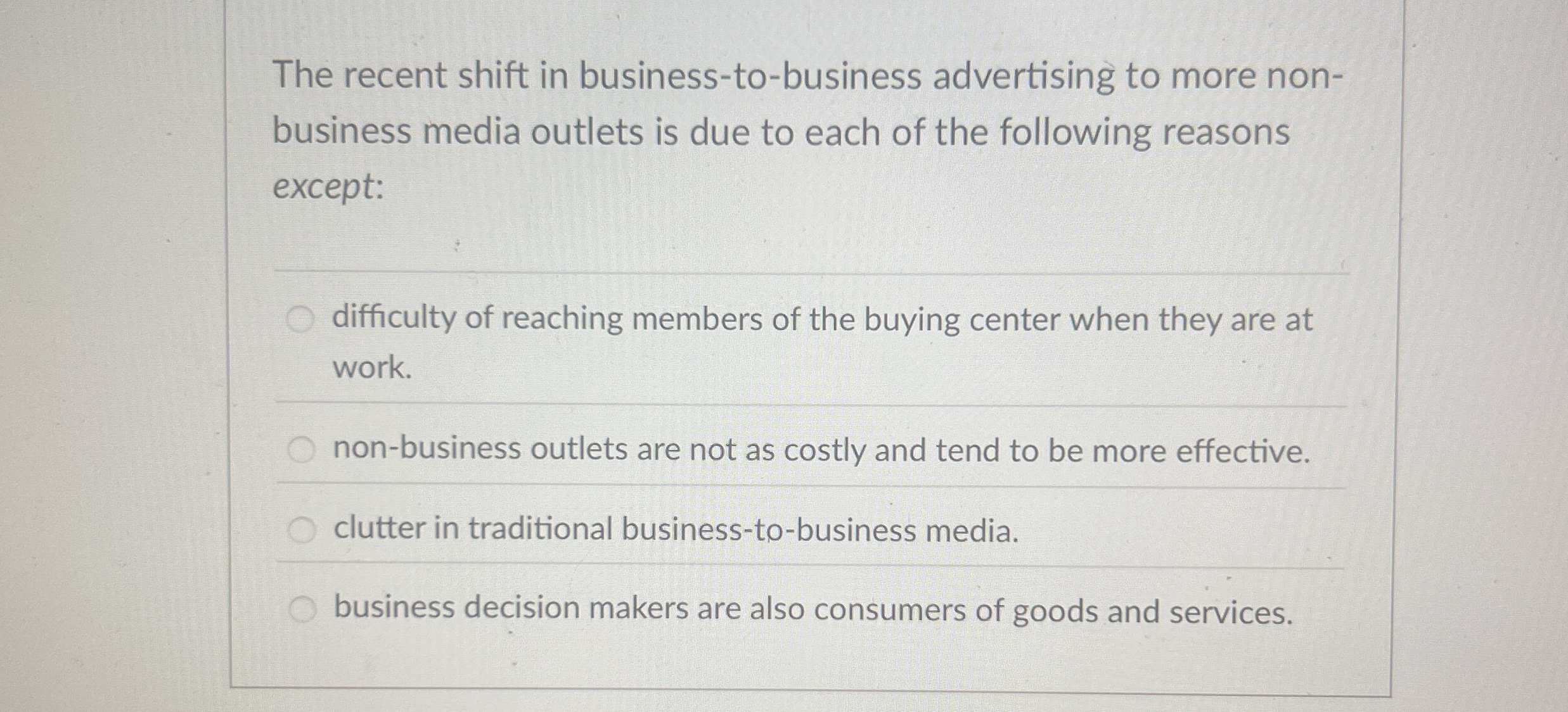 The recent shift in business - to - business