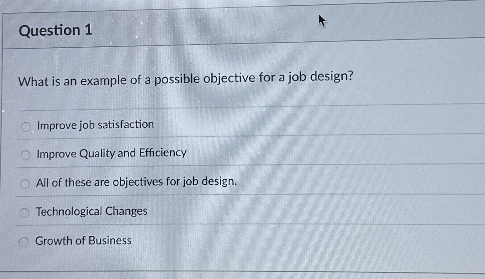 Question 1 What is an example of a possible