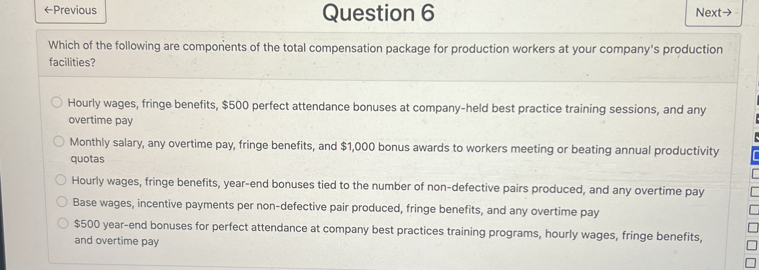 Question 6 Next Which of the following are