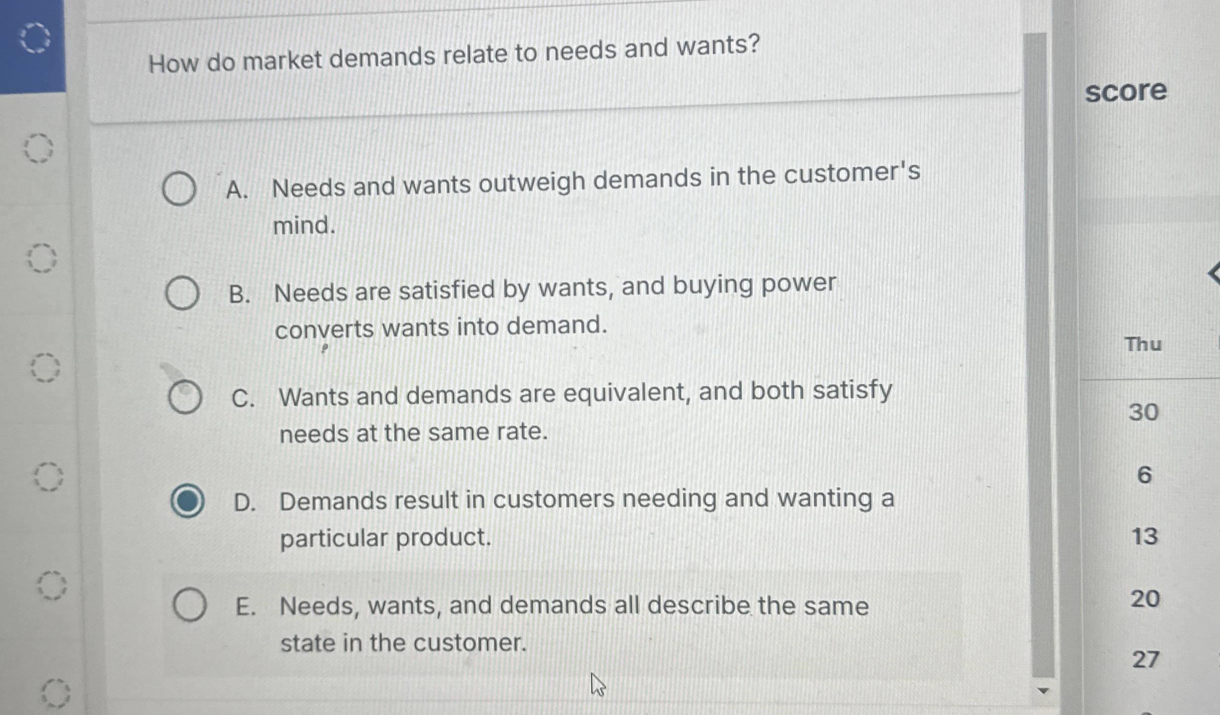 How do market demands relate to needs and wants?