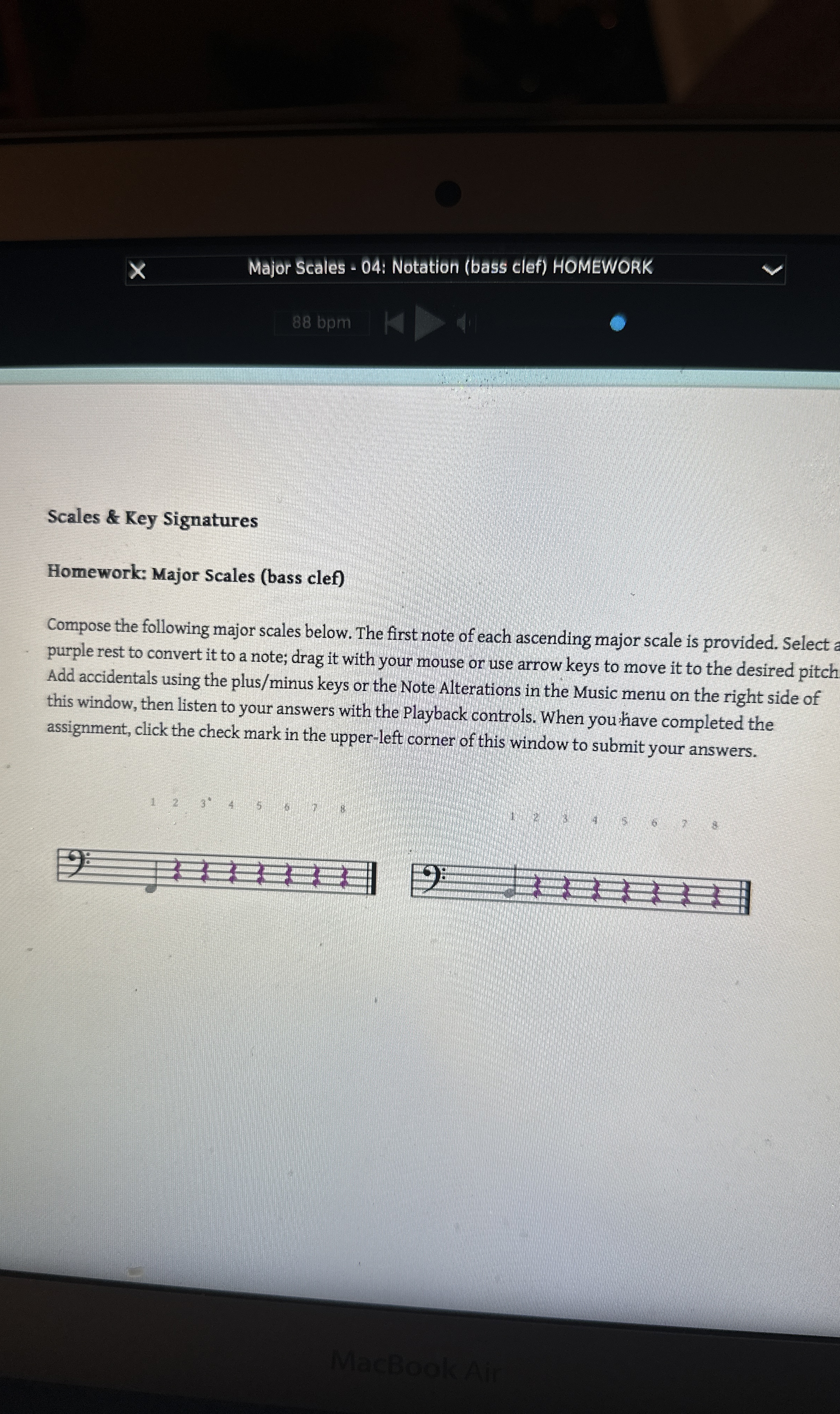 Major scales ( bass clef )