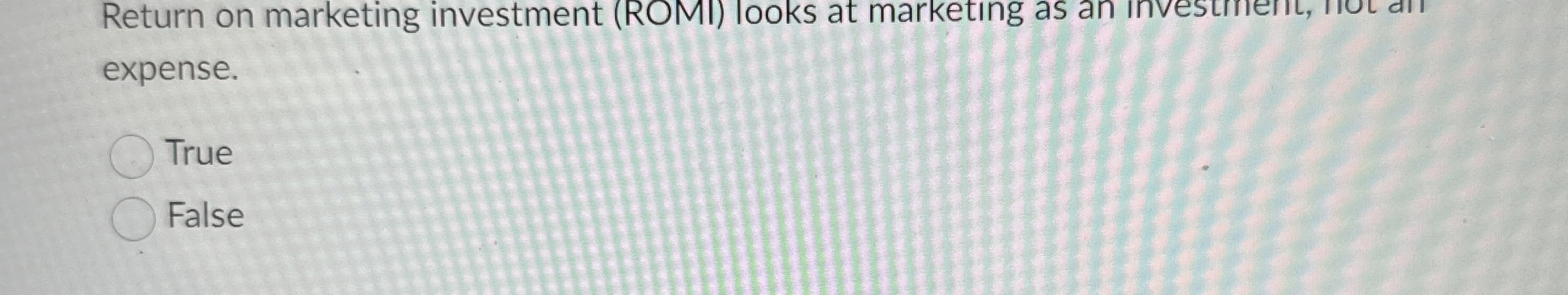 Return on marketing investment ( ROMI ) looks at