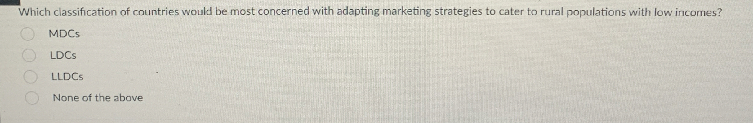 Which classification of countries would be most