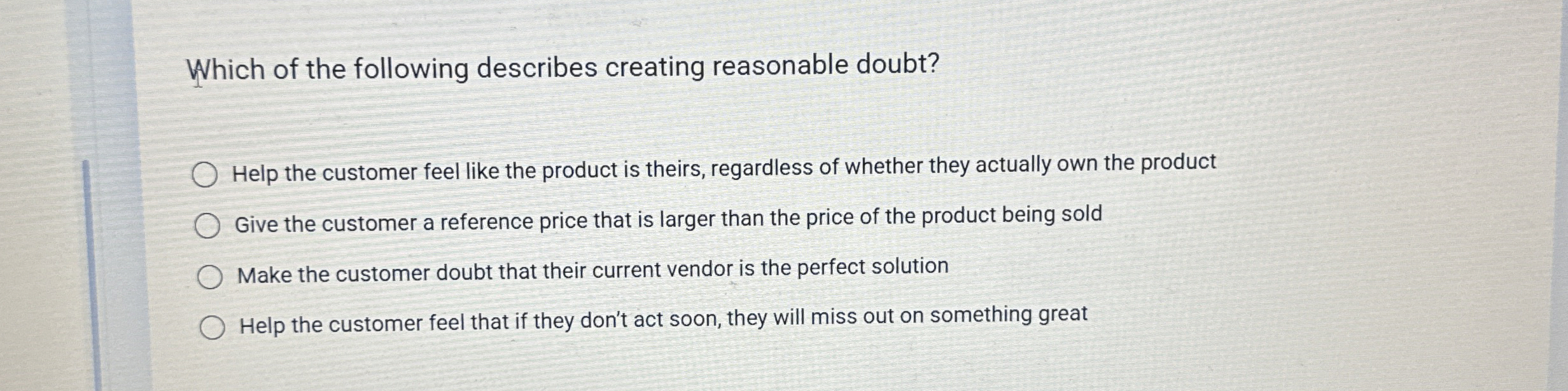 Which of the following describes creating