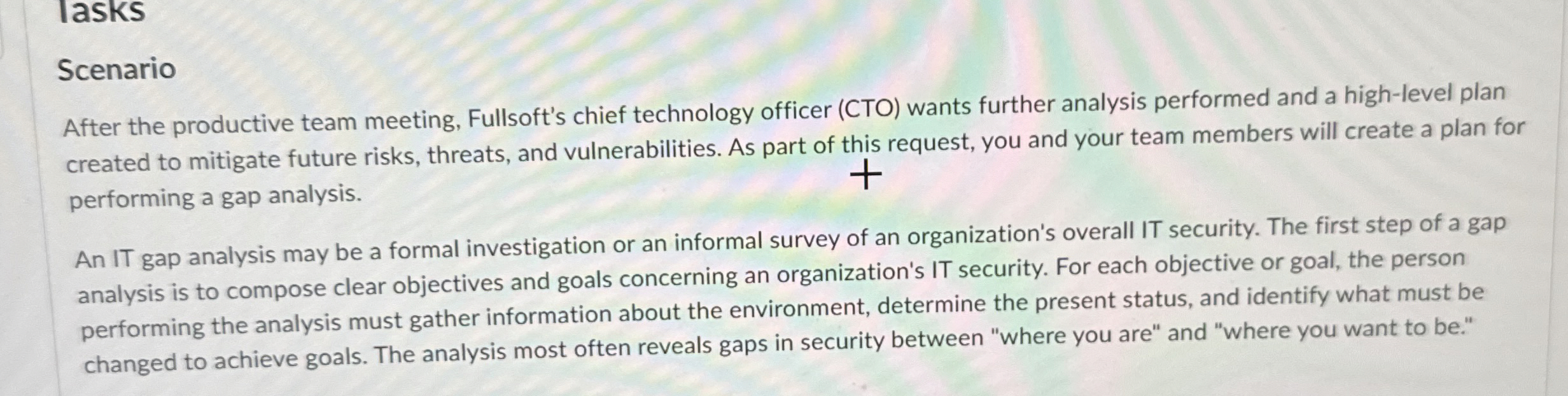 lasks Scenario After the productive team meeting,