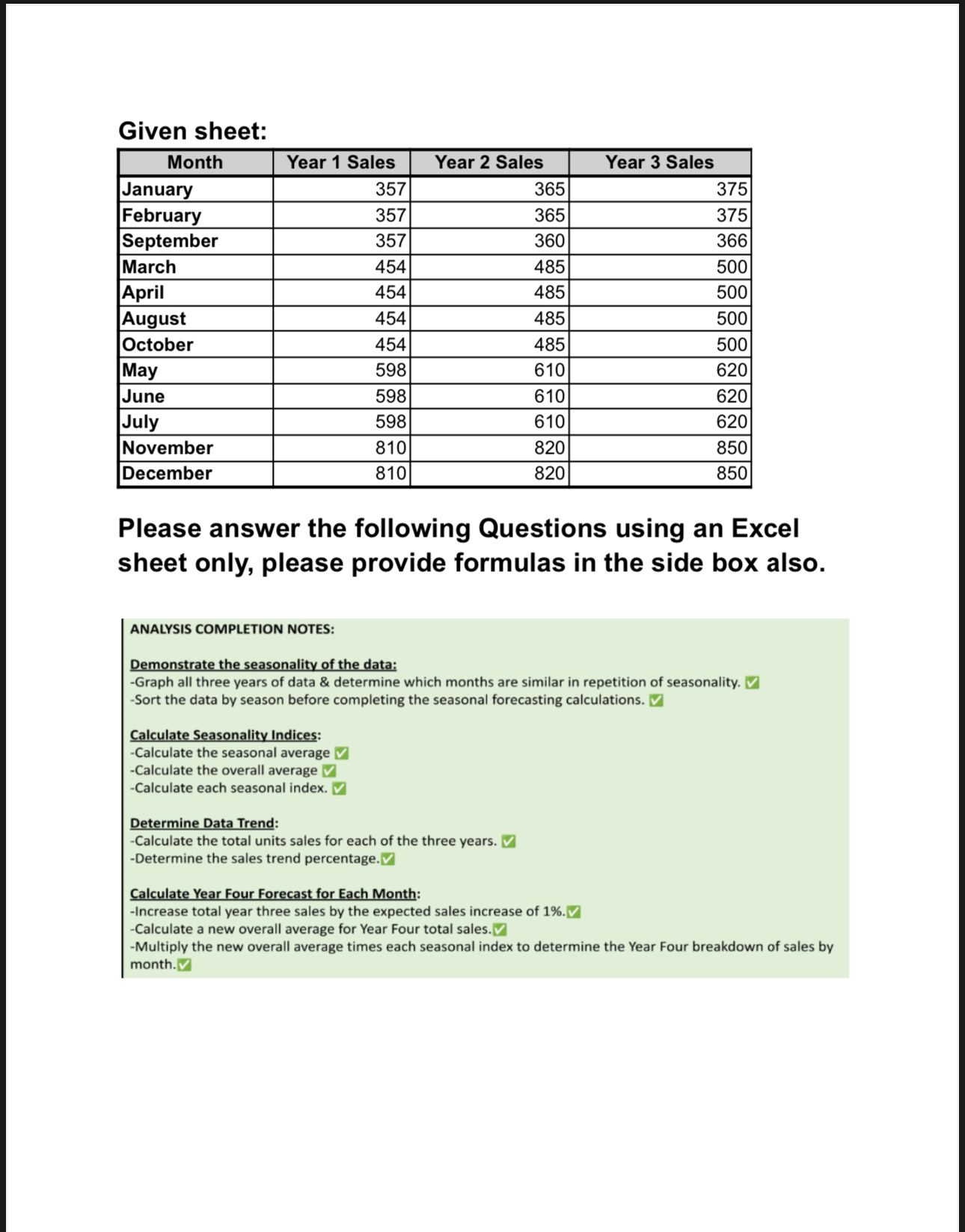 Given sheet: \ table [ [ Month , Year 1