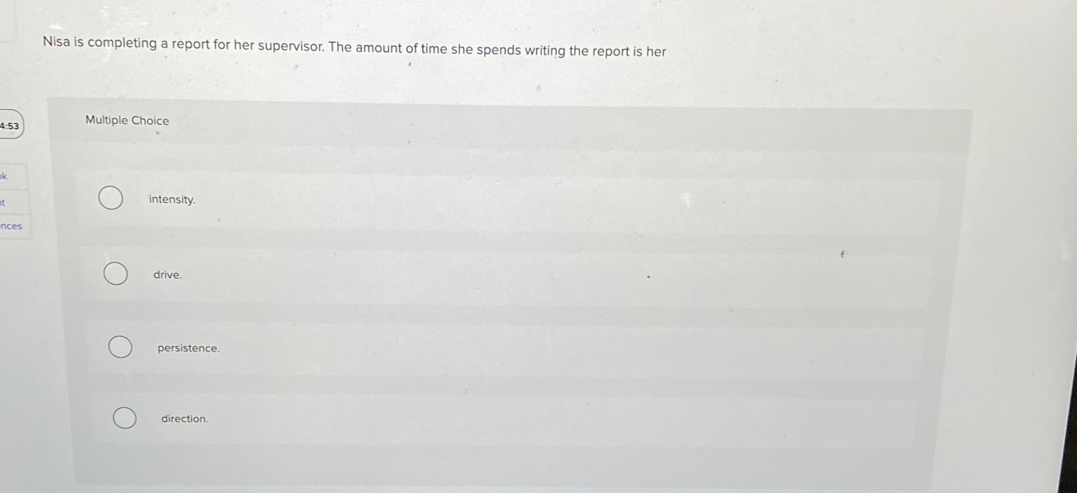 Nisa is completing a report for her supervisor.