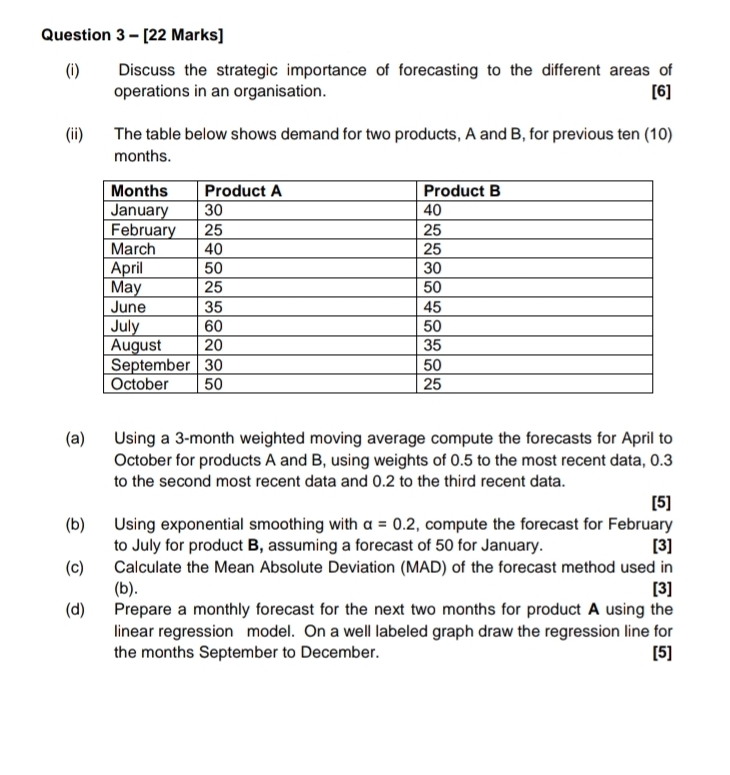Question 3 - [ 2 2 Marks ] ( i ) Discuss the