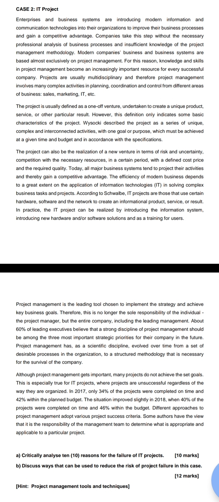 CASE 2 : IT Project Enterprises and business