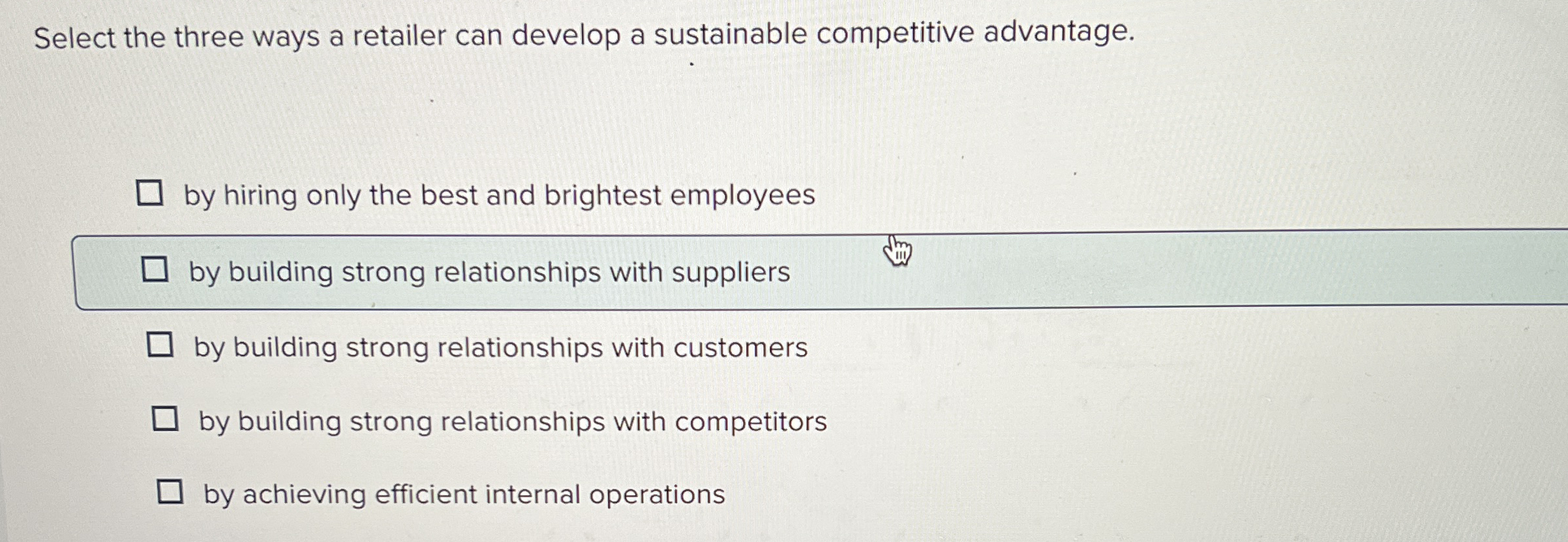 Select the three ways a retailer can develop a