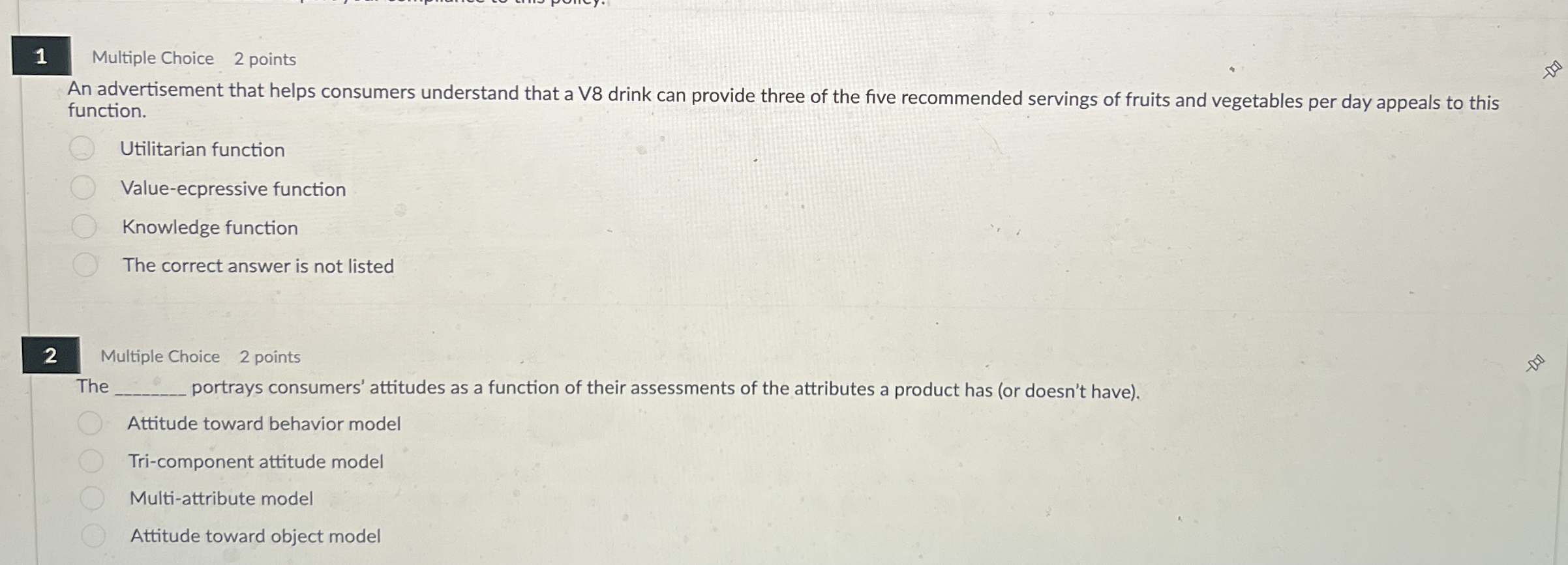 1 Multiple Choice 2 points An advertisement that