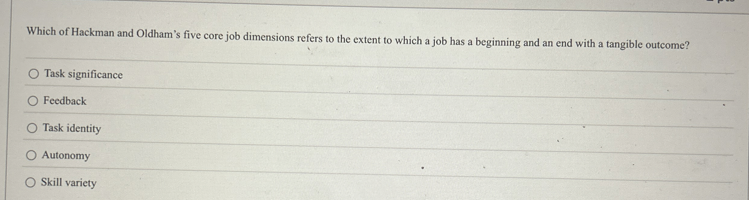 Which of Hackman and Oldham's five core job