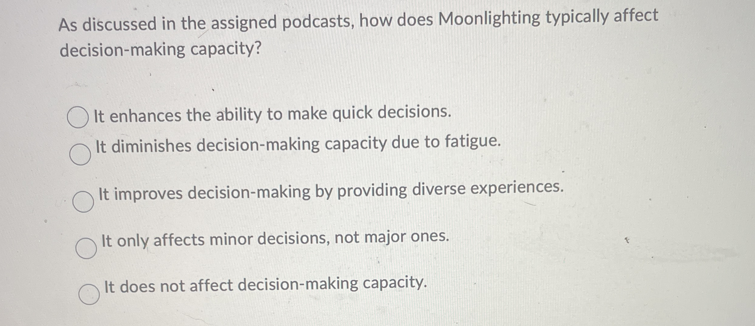 As discussed in the assigned podcasts, how does