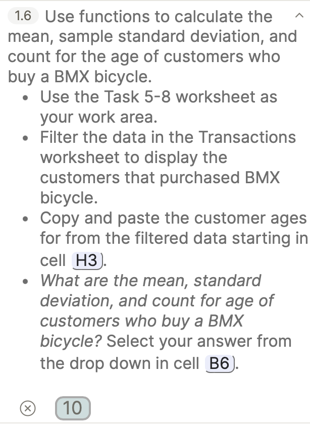 1 . 6 Use functions to calculate the mean, sample
