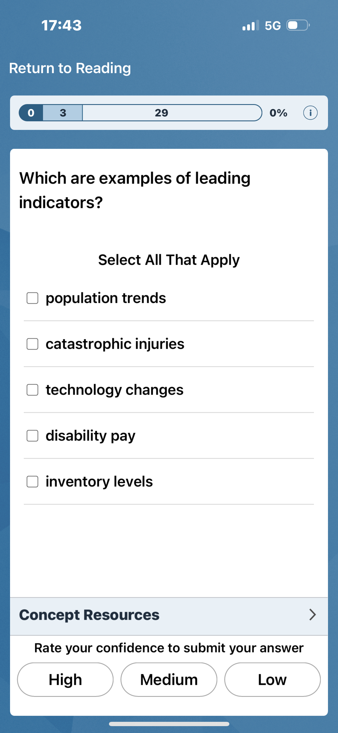 1 7 : 4 3 5 G Return to Reading 0 3 2 9 0 % Which