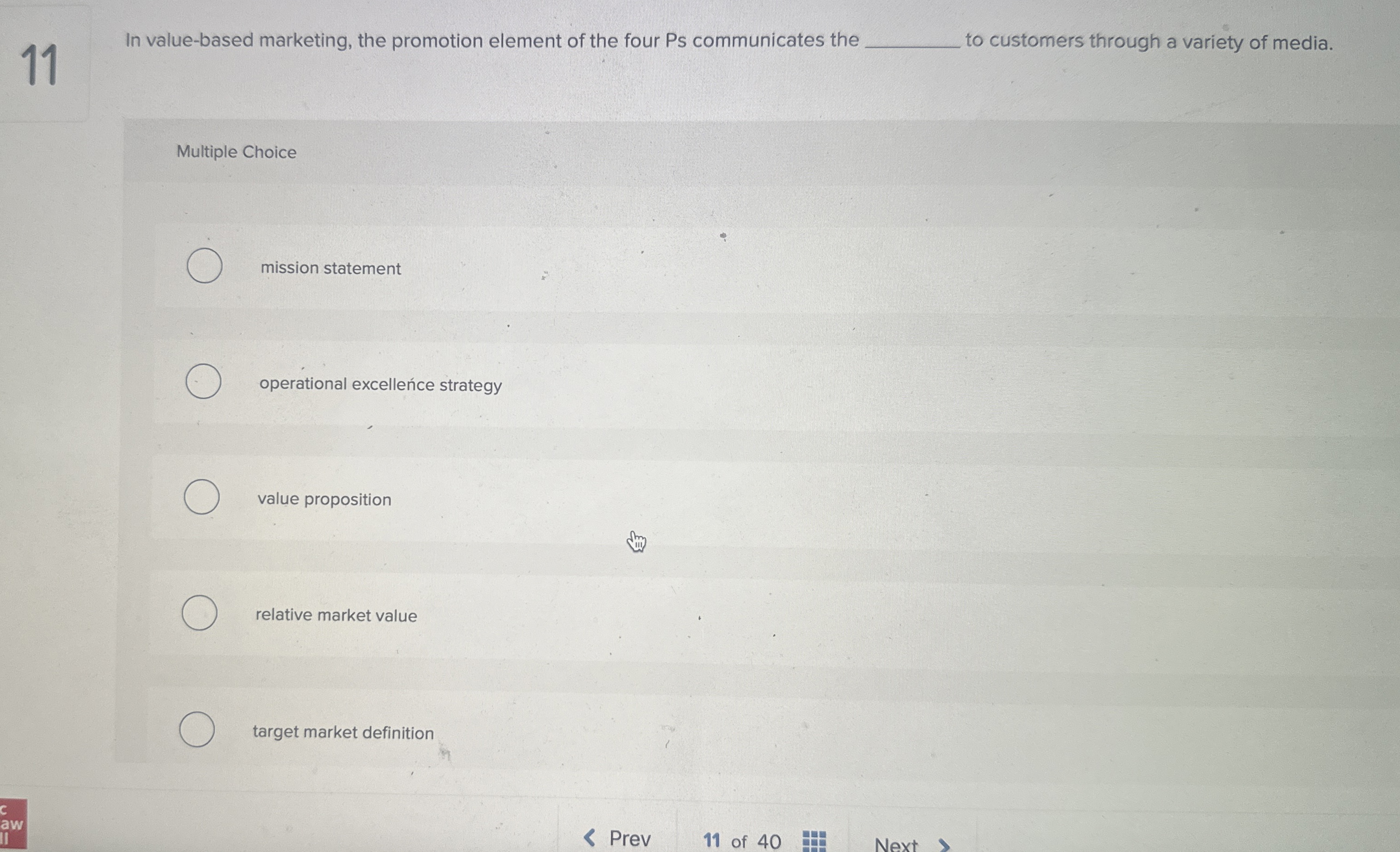 1 1 In value - based marketing, the promotion