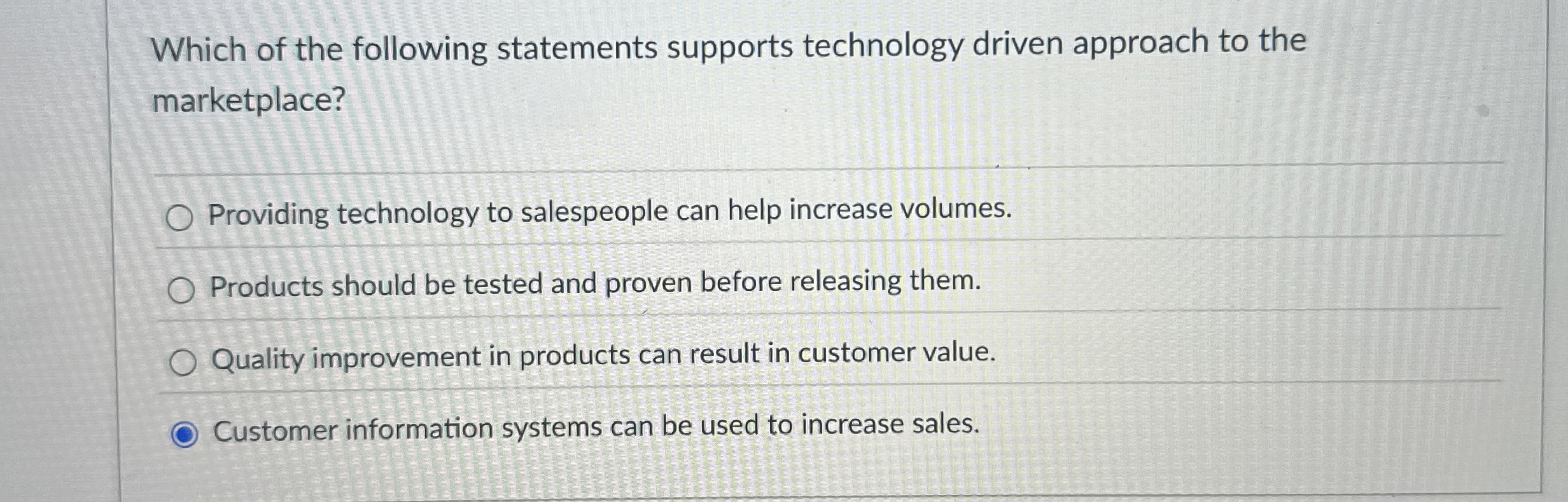 Which of the following statements supports