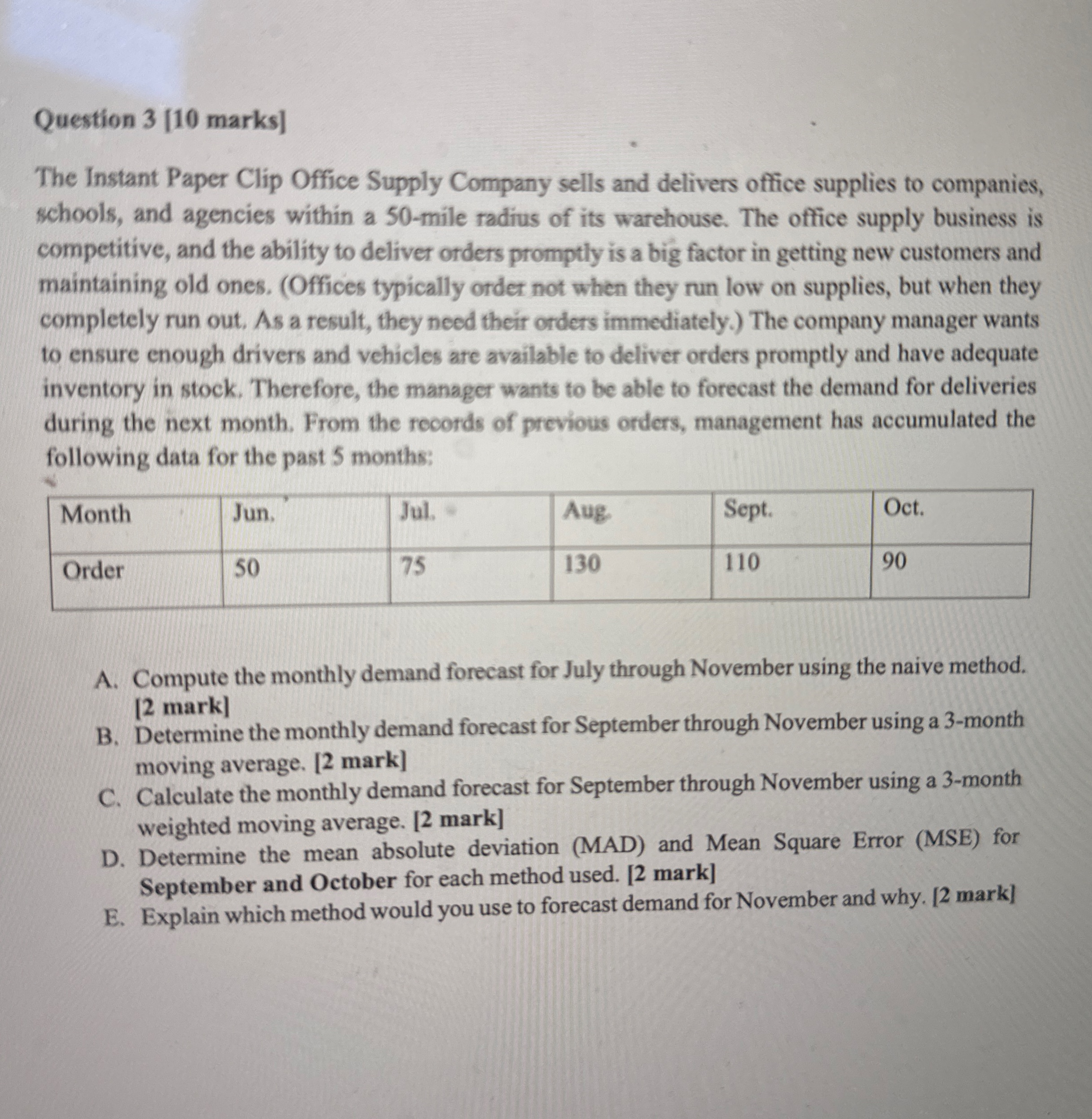 Question 3 [ 1 0 marks ] The Instant Paper Clip
