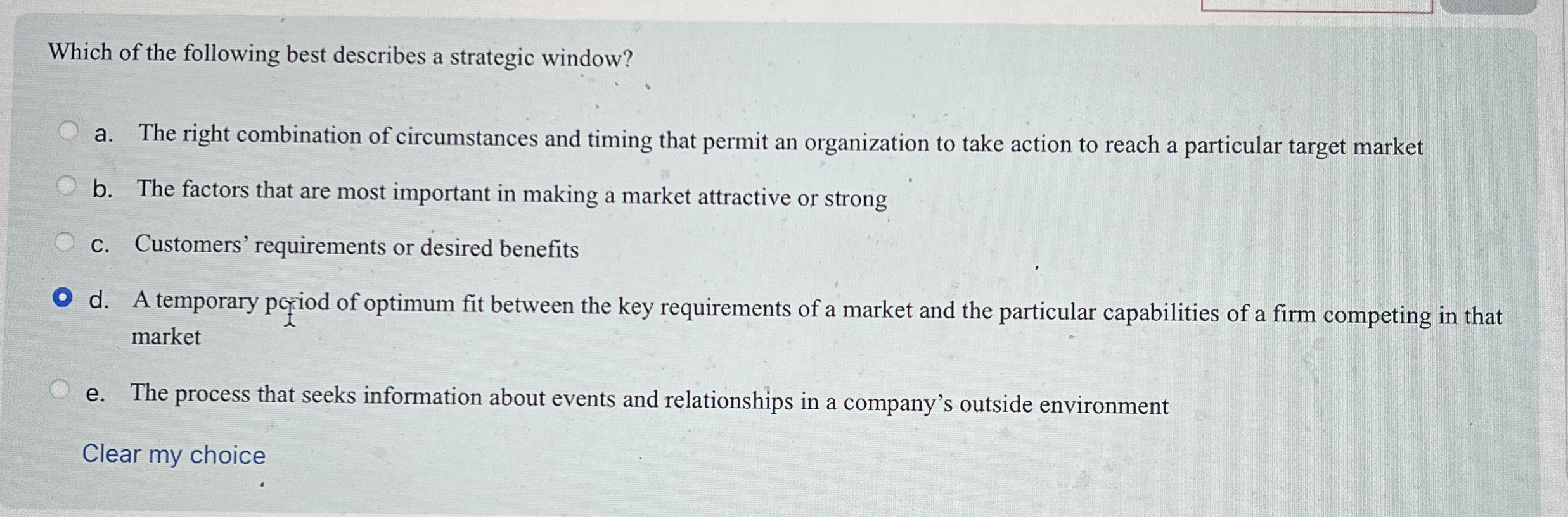 Which of the following best describes a strategic