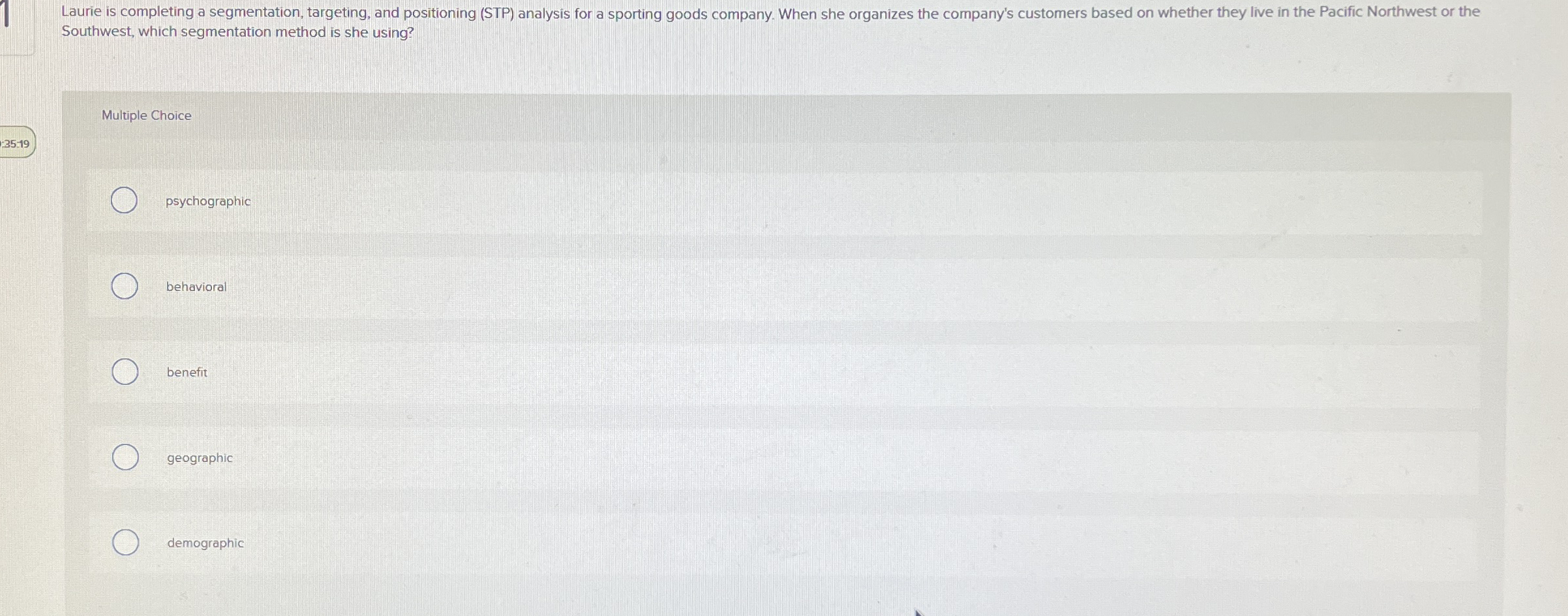 Southwest, which segmentation method is she