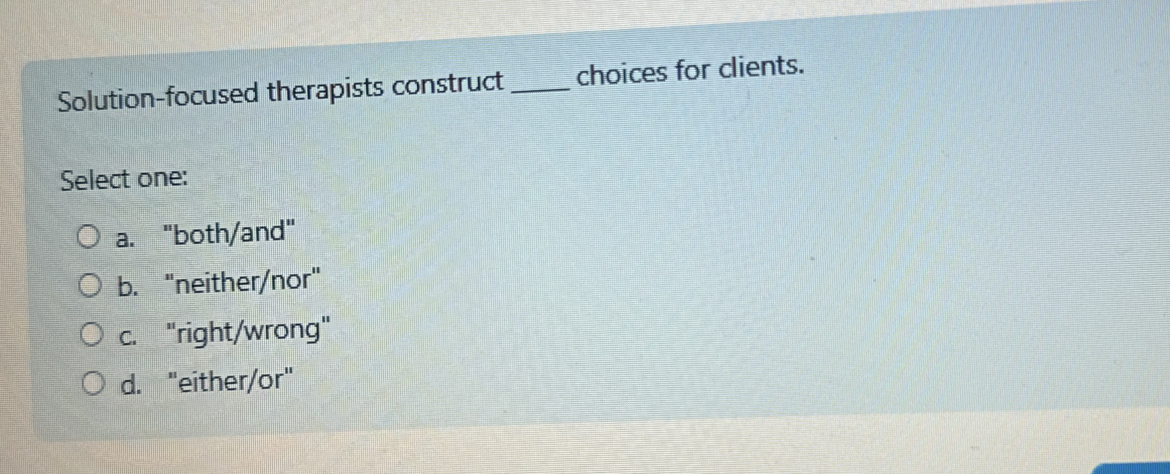 Solution - focused therapists construct q ,