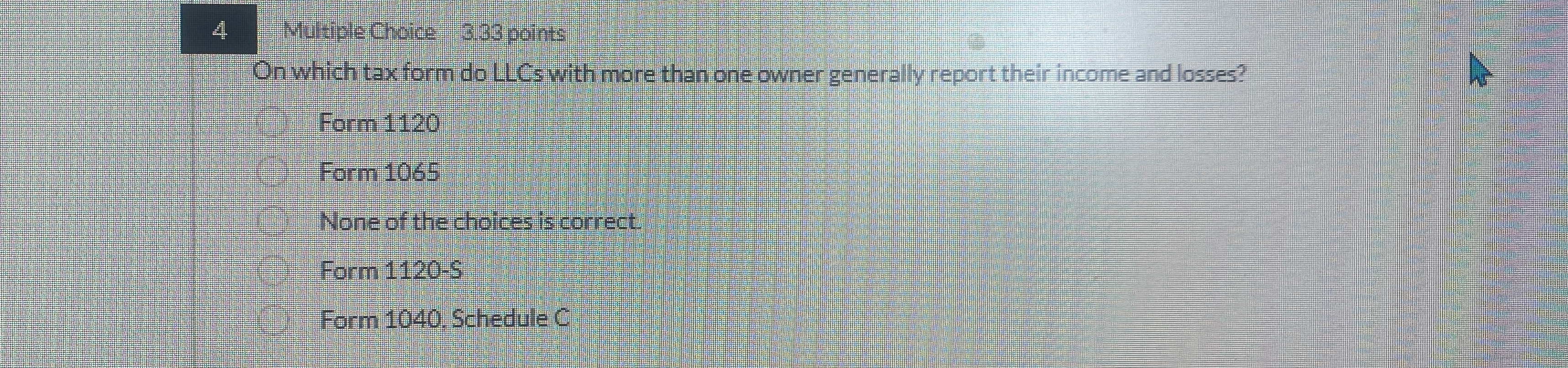 4 Multiple Choice 3 . 3 3 points On which tax