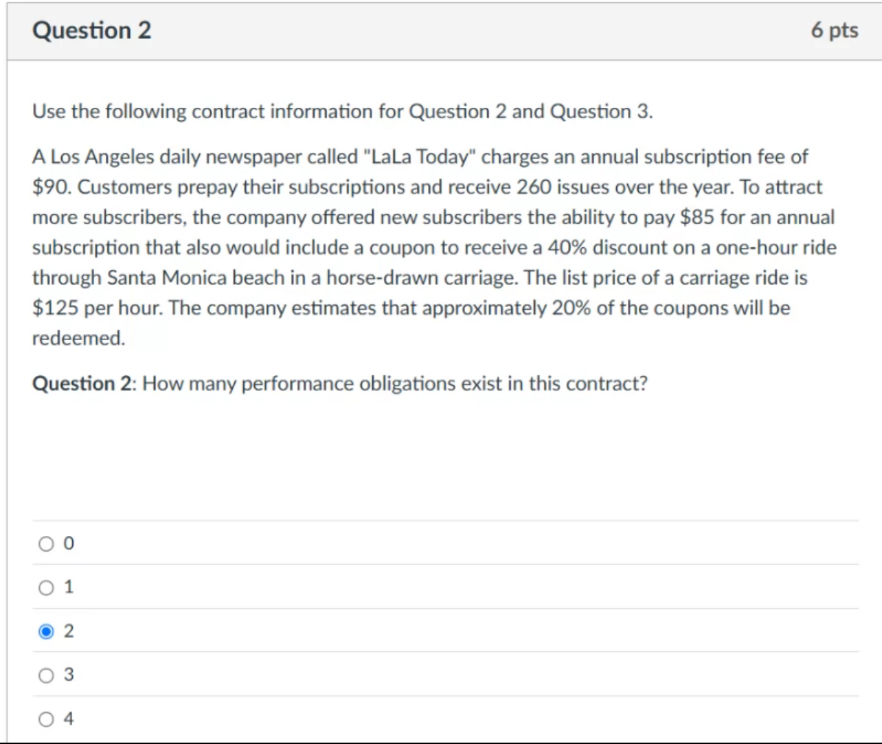 Question 2 6 pts Use the following contract