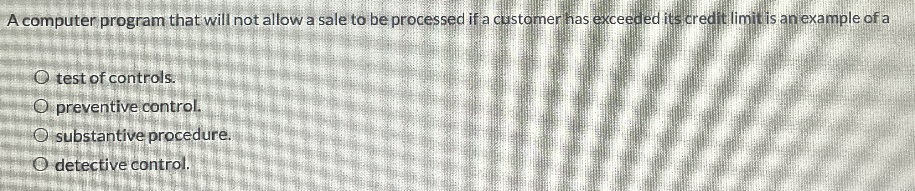 A computer program that will not allow a sale to