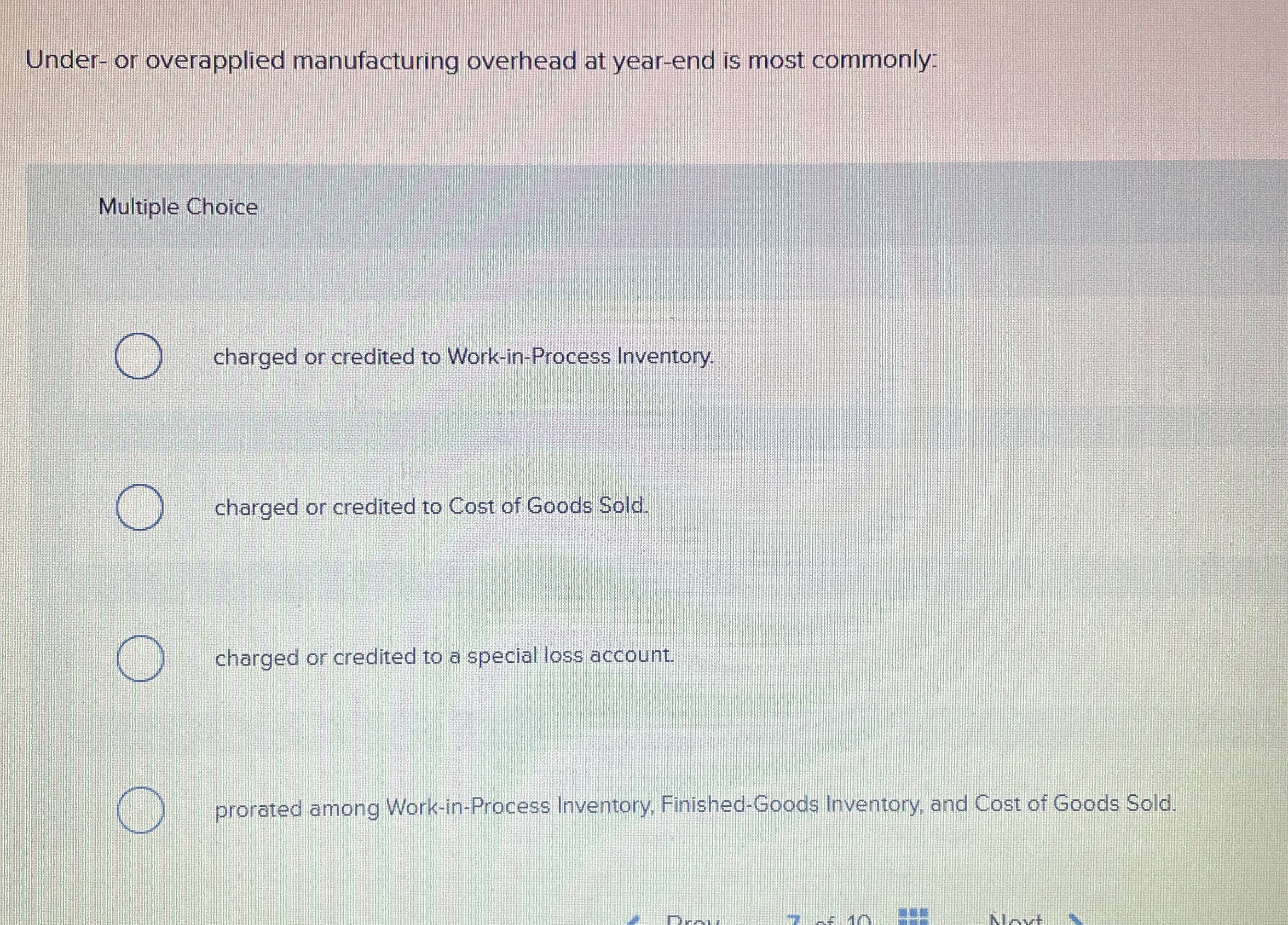 Under - or overapplied manufacturing overhead at