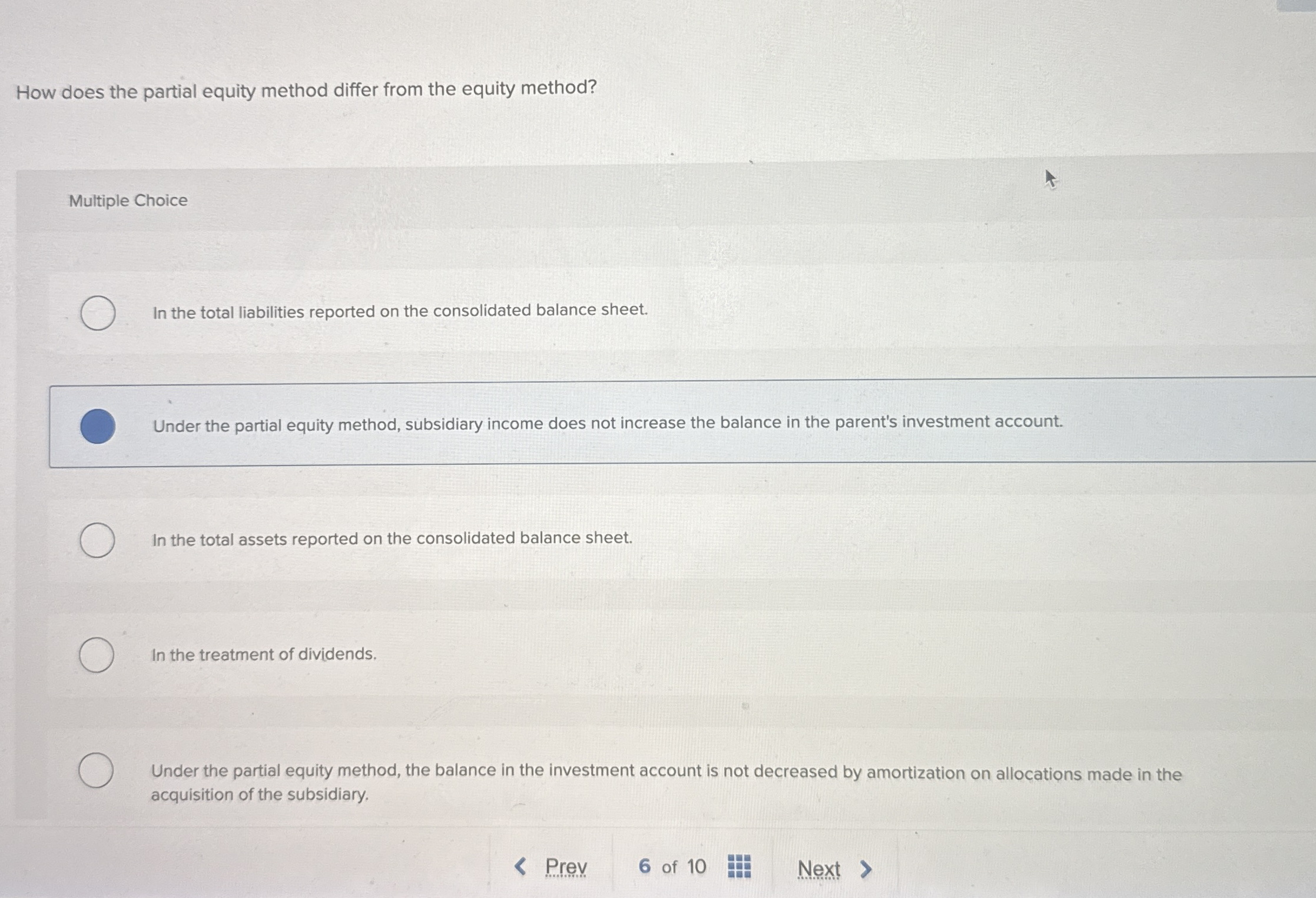 How does the partial equity method differ from