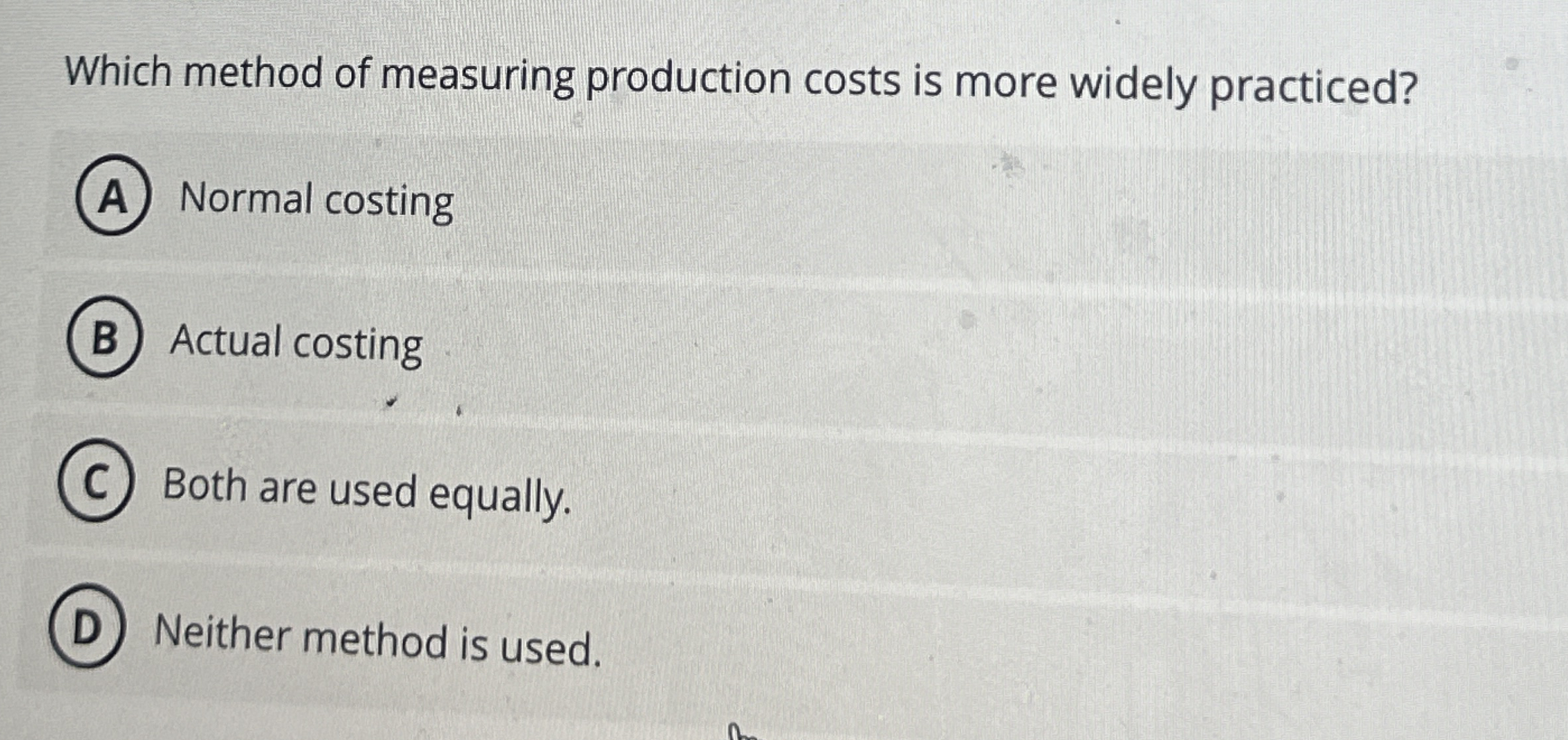 Production costs do not include: ( A ) direct