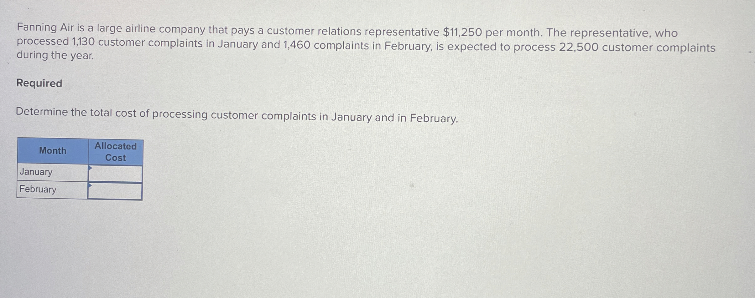 Fanning Air is a large airline company that pays