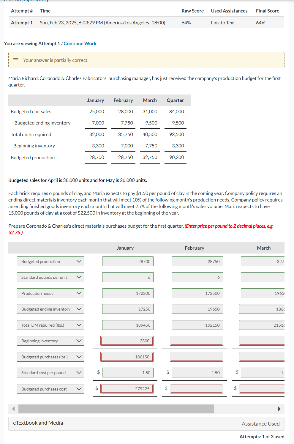 You are viewing Attempt 1 / Continue Work Your