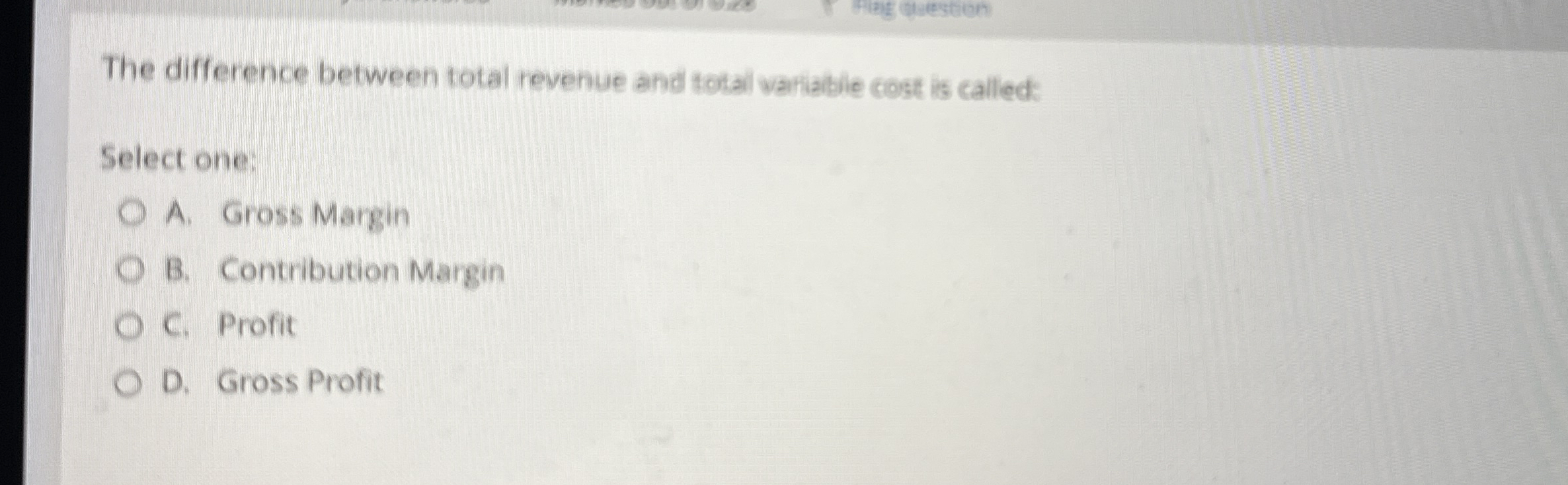 The difference between total revenue and total