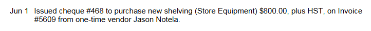 How do i record this on sage? Jun 1 Issued cheque