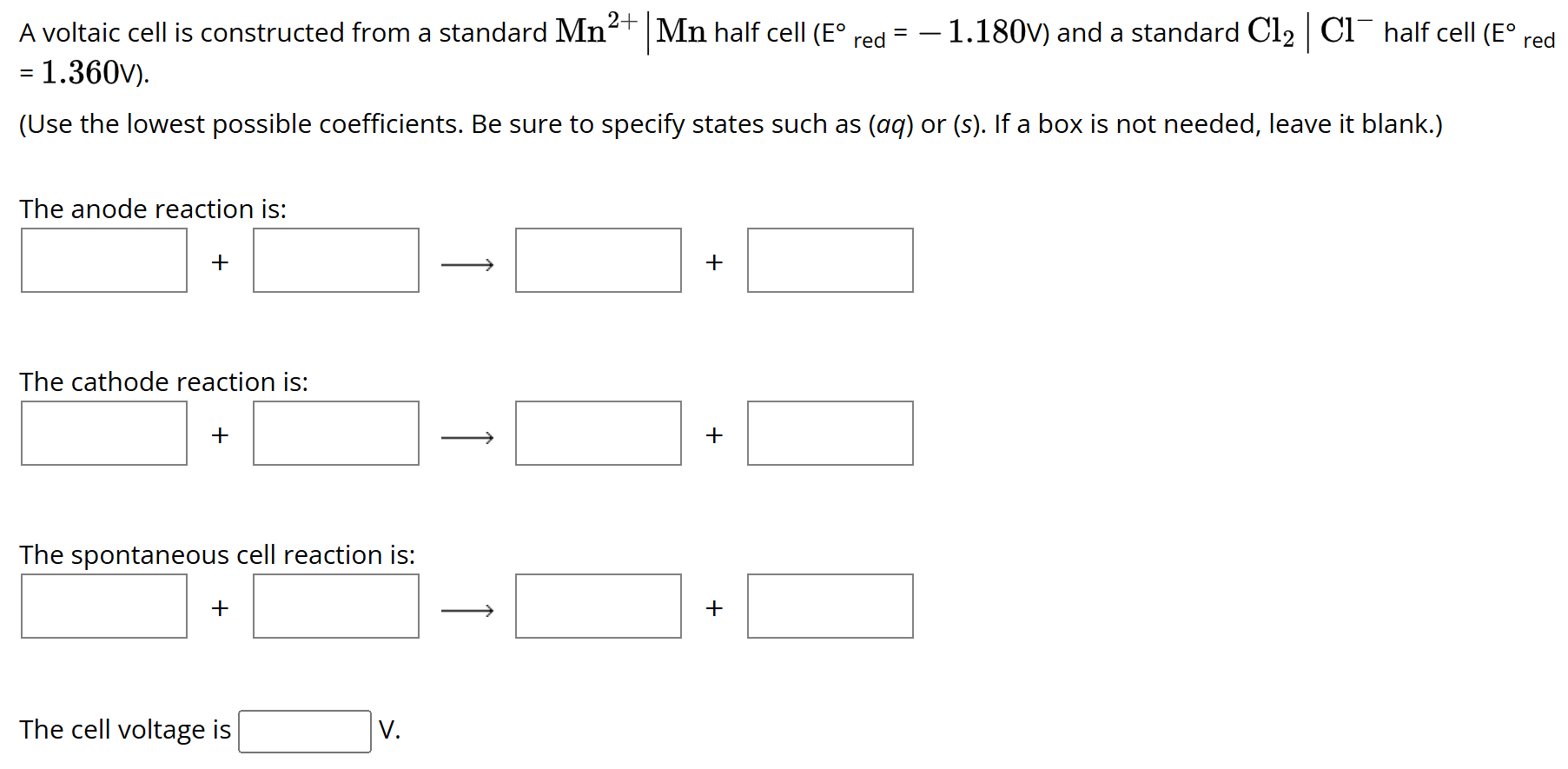 answer this A voltaic cell is constructed from a