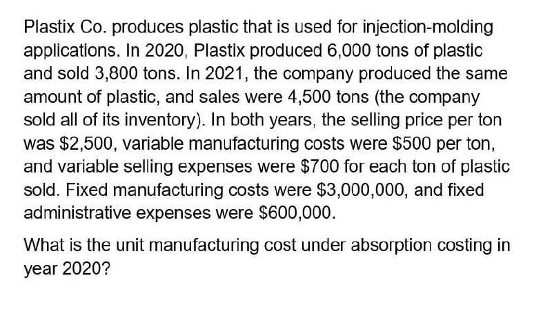 Please correct solution.... Plastix Co. produces