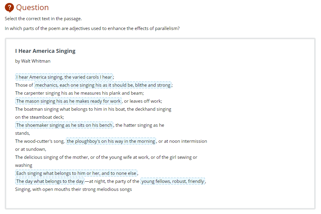 answer this @ Question Select the correct text in